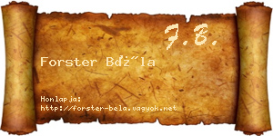 Forster Béla névjegykártya